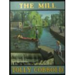 Julian Bell (B. 1952) - 'The Mill, Tolly Cobbold', signed, hand painted twin sided pub sign, 107 x