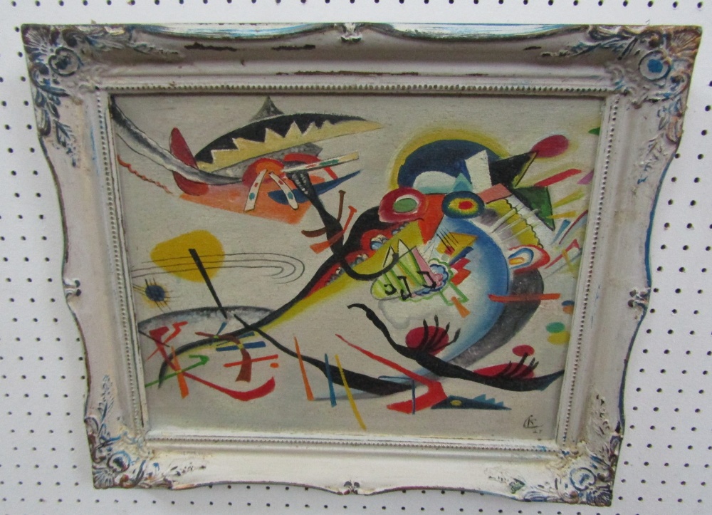 After W. Kandinsky - 'Untitled' (Abstract), Oil on board, 29.5 x 37cm, framed - Image 3 of 3