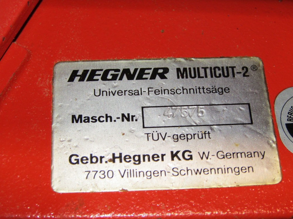 A Hegner Multicut-2 workshop electric fret saw mounted on a simple pine stand, together with a - Image 2 of 4