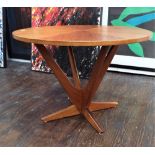 Gorg Jensen for Kubus - teak 'Starburst' occasional/wine table, the sunburst top upon a stylised