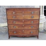 A Regency mahogany secretaire chest, the front elevation enclosed by four long drawers, the upper