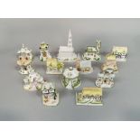 A collection of fourteen Coalport buildings including the American Church, The Christmas Church,