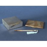 1930s silver engine turned cigarette case with gilt interior together with a further silver cedar