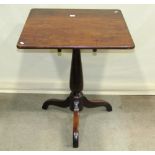 A 19th century mahogany snaptop occasional table of rectangular form, raised on a turned pillar