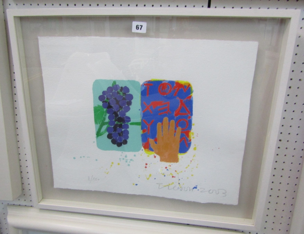 Joe Tilson (B.1928) - 'Hand & Grapes', signed and dated 2003, Screenprint, framed - Image 4 of 4