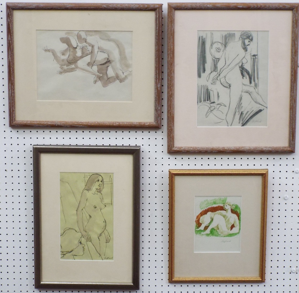 Sydney Horne Shepherd (1909-1993) - Four various nude studies, one with coloured highlights, three