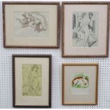 Sydney Horne Shepherd (1909-1993) - Four various nude studies, one with coloured highlights, three