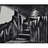 Paul Nash (1889-1946) - 'The Hall of the Gibichungs', Woodcut, 9 x 10cm, framed