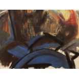 In the manner of Peter Lanyon (1918-1964) - Abstract study with blues and blacks, mount inscribed