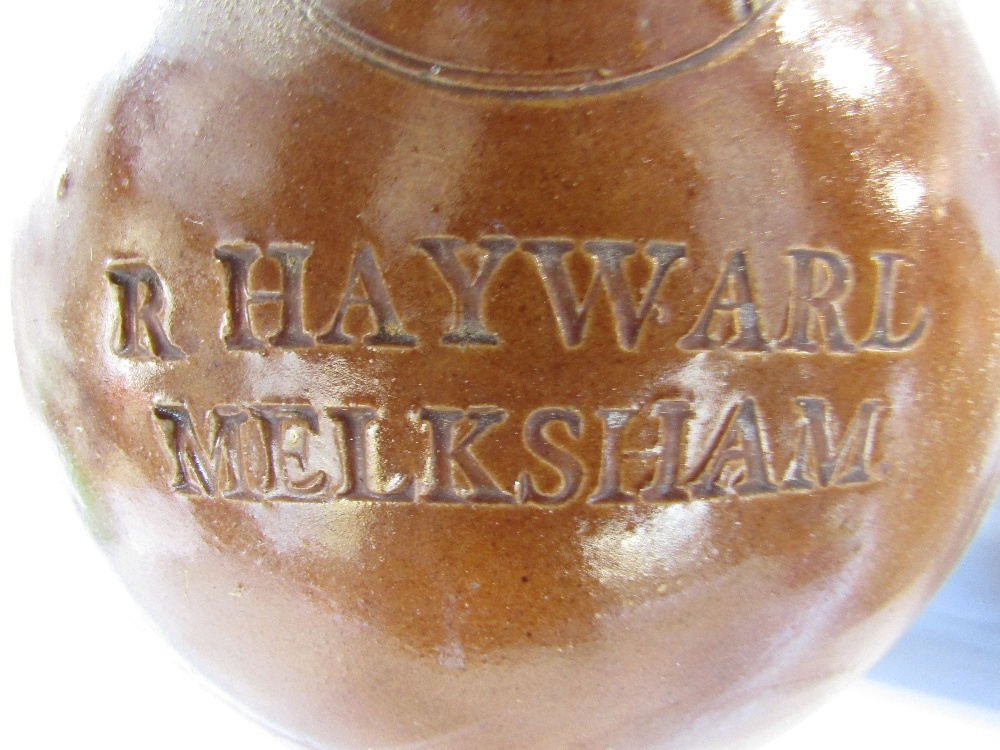 Two early 19th century salt glazed flagons, two gallon capacity, R Hayward of Melksham and a further - Image 2 of 3