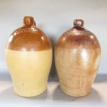 Two early 19th century salt glazed flagons, two gallon capacity, R Hayward of Melksham and a further