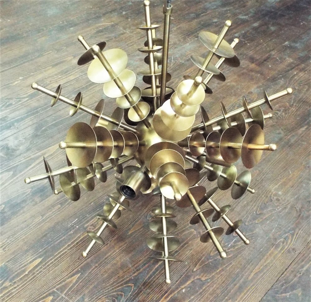 Interesting brass Sputnik ceiling lamp, 80cm high - Image 2 of 2