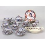 A collection of 19th century Spode teawares with imari type painted and gilded decoration