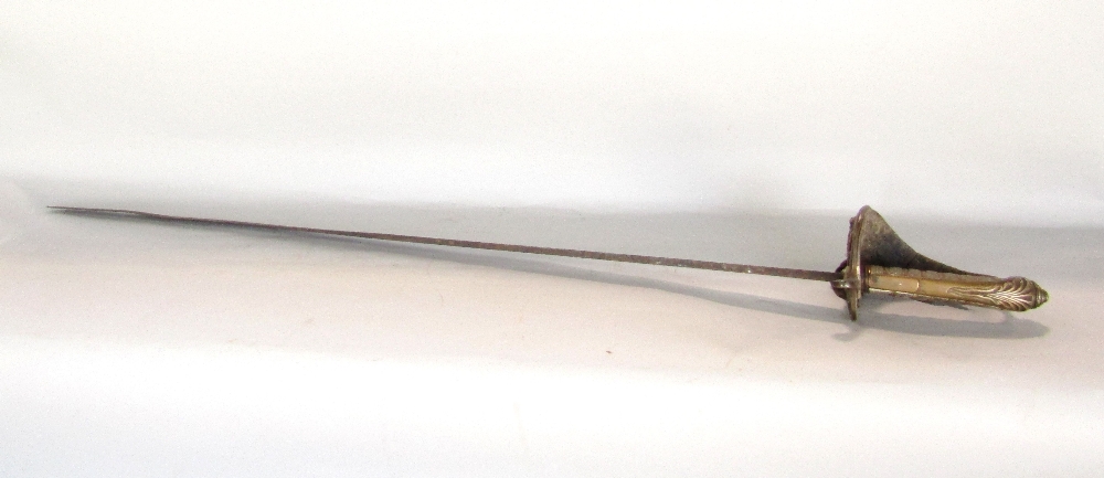 A Victorian officers sword with pierced detail, shaped leather guard, the blade engraved ( in need - Image 2 of 3