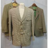 Quality Saville Row tailored jacket in dog tooth check tweed with bottle green lining, estimate size