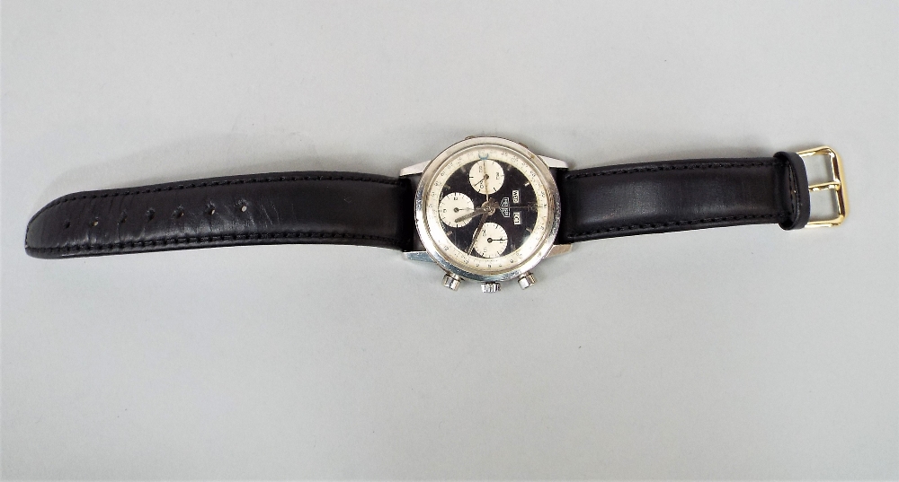 1960s gent's Heuer Chronograph stainless steel wristwatch, with day/date aperture, three - Image 3 of 4