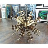 Interesting brass Sputnik ceiling lamp, 80cm high