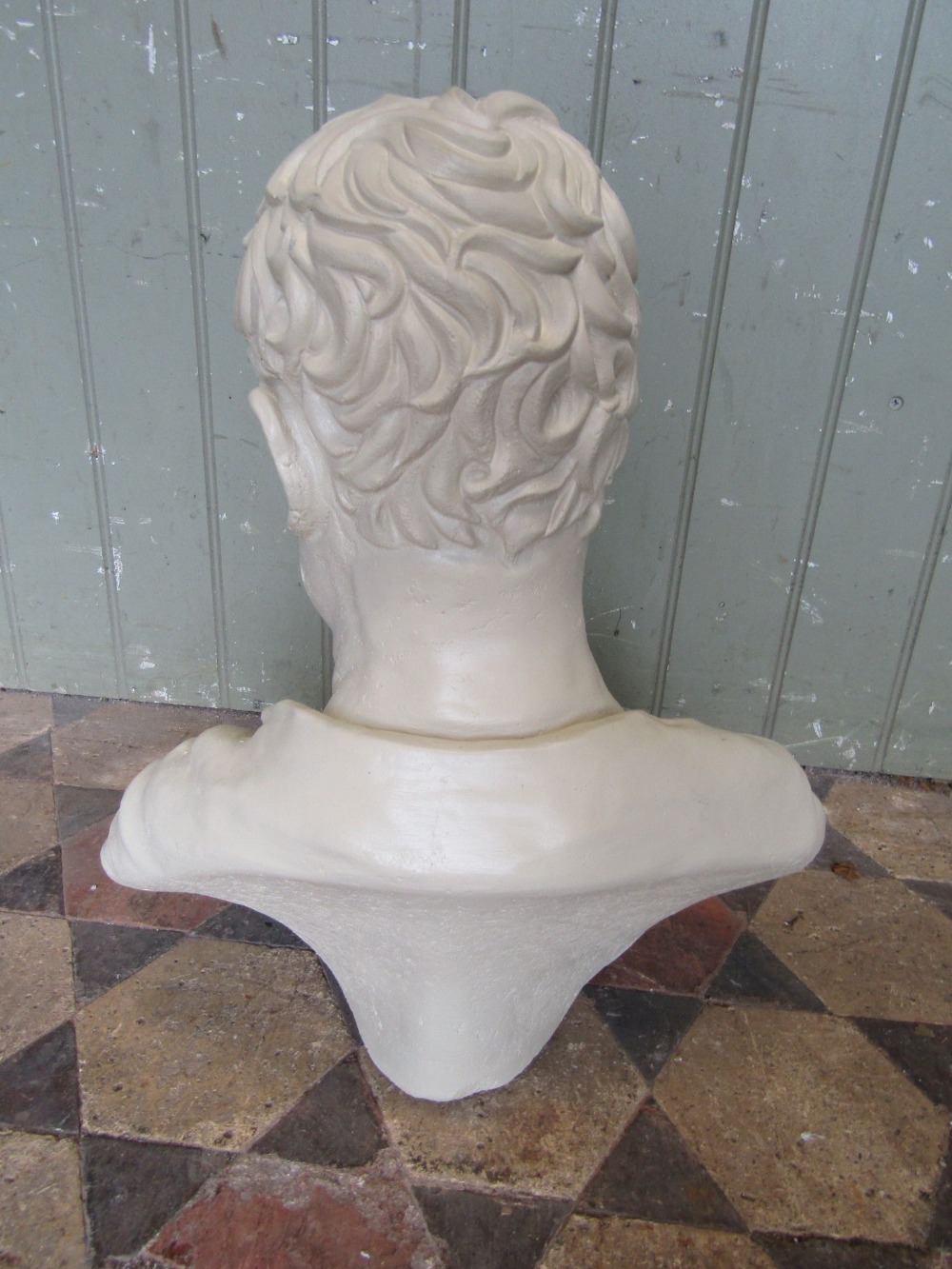 A composition stone head and shoulder bust of a classical male character with painted finish, 48 - Image 3 of 3