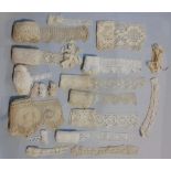 Box of unused vintage lace lengths including fine hand worked lace and crochet work (one box)