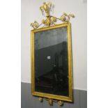 A 19th century wall mirror of rectangular form with beaded slip and moulded frame, beneath a