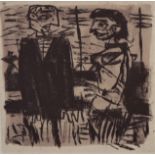 Colin Middleton (1910-1983, Irish) - 'Two Figures', signed verso, Mixed Media, 22 x 18cm, framed