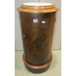 A Victorian flamed mahogany commode of cylindrical form with inset marble top and a Victorian toilet