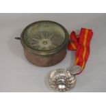 A 19th century maritime compass, the brass and tin case with gimble fittings, dial by John Gray 25-