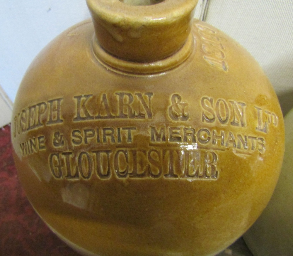 A vintage stoneware two gallon flagon impressed WB Denton, Gloucester, together with one other, - Image 2 of 3