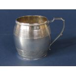 Georgian silver barrel turned christening cup or small beaker, maker marks rubbed, London 1815,