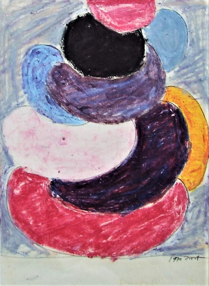 Terry Frost (1915-2003) - 'Dumpy 1', signed and dated 1970, oil pastels, 27.5 x 20cm, framed