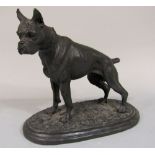 A cast bronze figure of a French Bulldog in the style of Mene