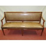 A good quality 19th century hall or waiting room bench, of unusually small proportions, the