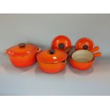 A Le Creuset saucepan, no 22, two further pans, no 16 and 18 and Cuisine Royal pan and cover, all in