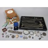 Interesting and varied collection of mainly silver costume jewellery to include an RMS Queen Mary