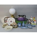 A collection of ceramics including a 19th century Staffordshire spill vase, a Bisto china jug and