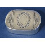 Late 18th century silver vinaigrette, the hinged lid with engraved decoration, maker Samuel