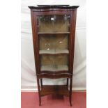 An inlaid Edwardian mahogany display cabinet with boxwood stringing and satinwood crossbanding, free