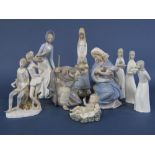 A three piece Lladro Daisa Nativity group comprising Virgin Mary, Joseph and The Child, together