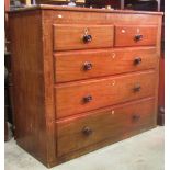 A 19th century mahogany bedroom chest of two short over three long drawers with kite shaped