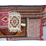 Mixed textile collection including mats and small rugs, a Welsh blanket (af- for fabric salvage)