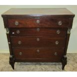 A 19th century mahogany veneered chest in the Empire style fitted with four brass ring pull oak