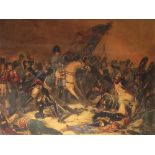 A pair of 19th century coloured engravings of Napoleonic battle scenes, 42 x 55cm, in ornate moulded