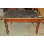 A Victorian mahogany library/writing table of rectangular form with moulded outline over two