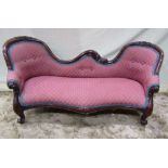 A Victorian style apprentice/dolls size double spoonback chaise/sofa with upholstered seat and