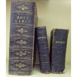 A late 19th century leather bound Holy Bible, including scripture maps and engravings, together with