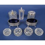Good quality George III cut glass and silver top mustard, the hinged lid with acorn finial, maker