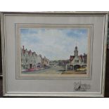 Ted Curtis - Study of Chipping Sodbury high street, watercolour, pencil and charcoal on paper,