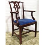 A set of eight (6+2) reproduction Chippendale revival mahogany dining chairs with pierced Gothic