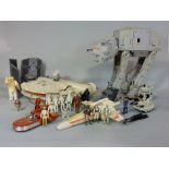 Vintage Star Wars toys including AT-AT Walker, Millennium Falcon, 16 figures and further land and