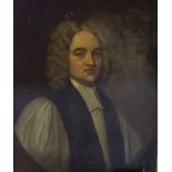 18th Century British School manner, bust length portrait of a clergyman, oil on canvas, inscribed